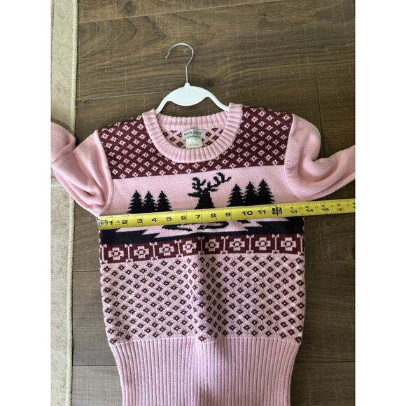 GUESS Women's Small Pink Vintage Christmas Sequin Reindeer Sweater Knit Cotton - Picture 5 of 5